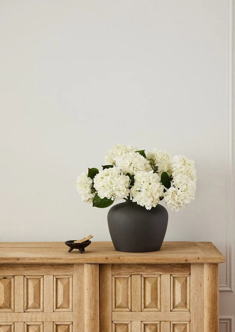 Fake Flowers Real Touch Hydrangea Stem in Talc White - 18"