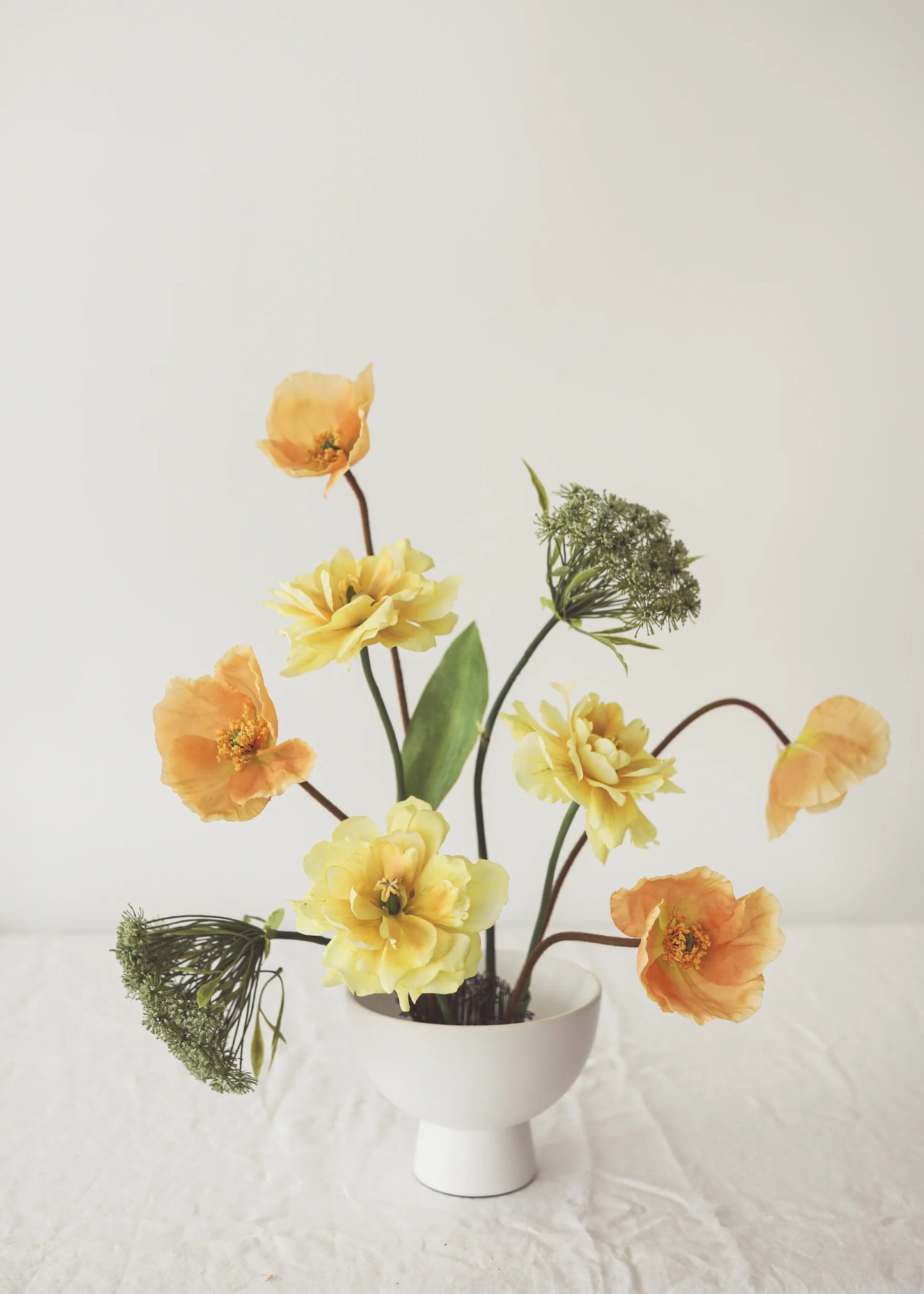 Artificial Poppy Flowers in Coral Orange - 29"