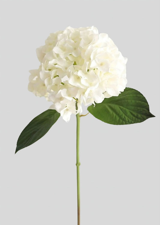Fake Flowers Real Touch Hydrangea Stem in Talc White - 18"