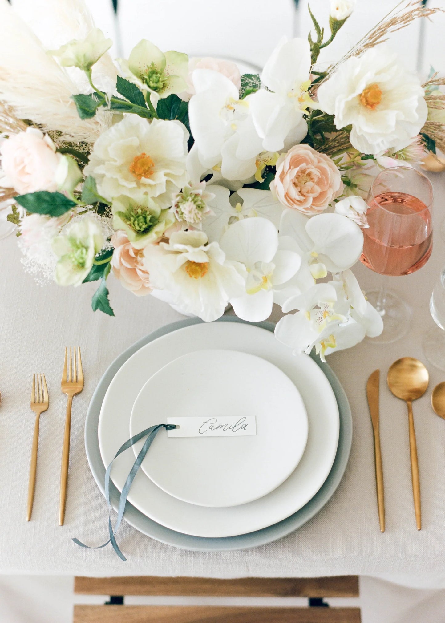Faux Poppy Flower in Cream White - 31"